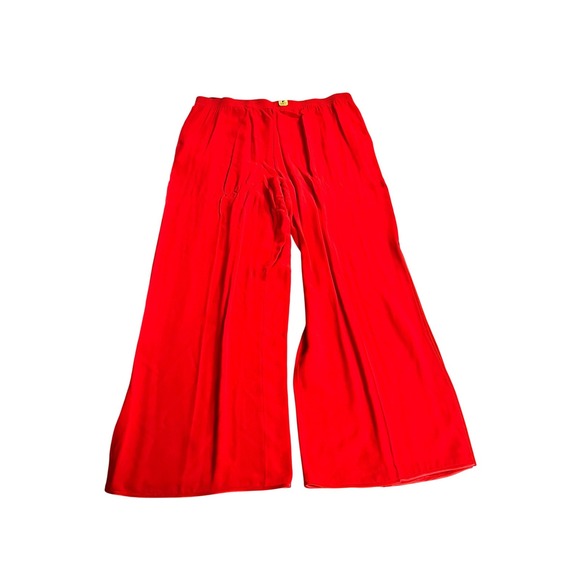 BLACK TIE OLEG CASSINI Vintage Red 100% Silk Jacket Pants Set Women's Size 16 - Picture 7 of 8